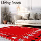 Christmas Tree Snowflake Border Rug