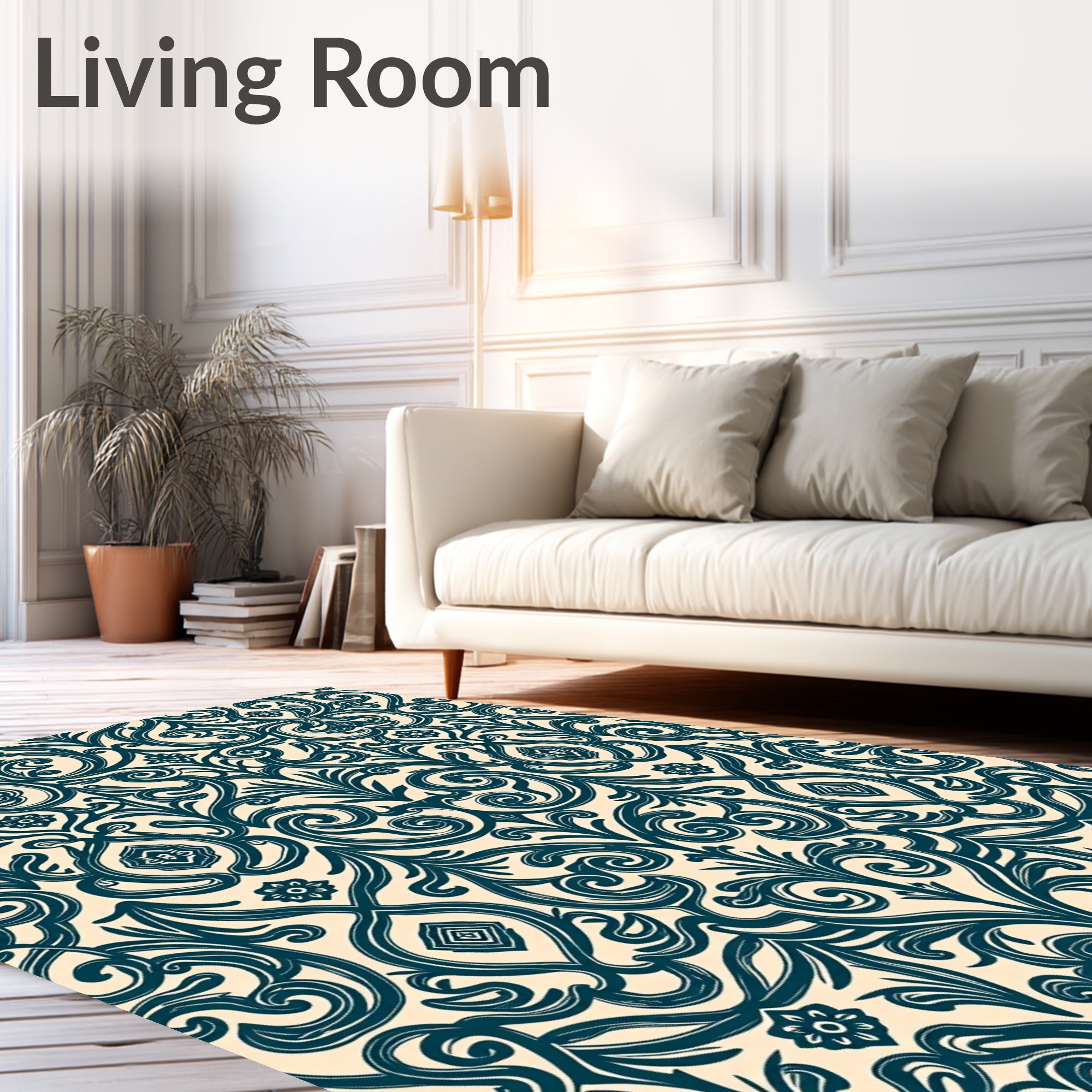Traditional Scroll Pattern Accent Rug