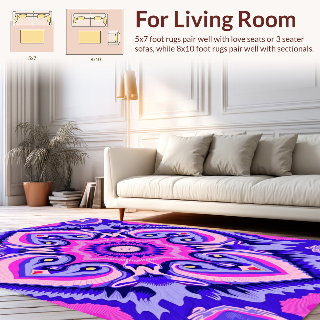Vibrant Psychedelic Mandala Style Rug