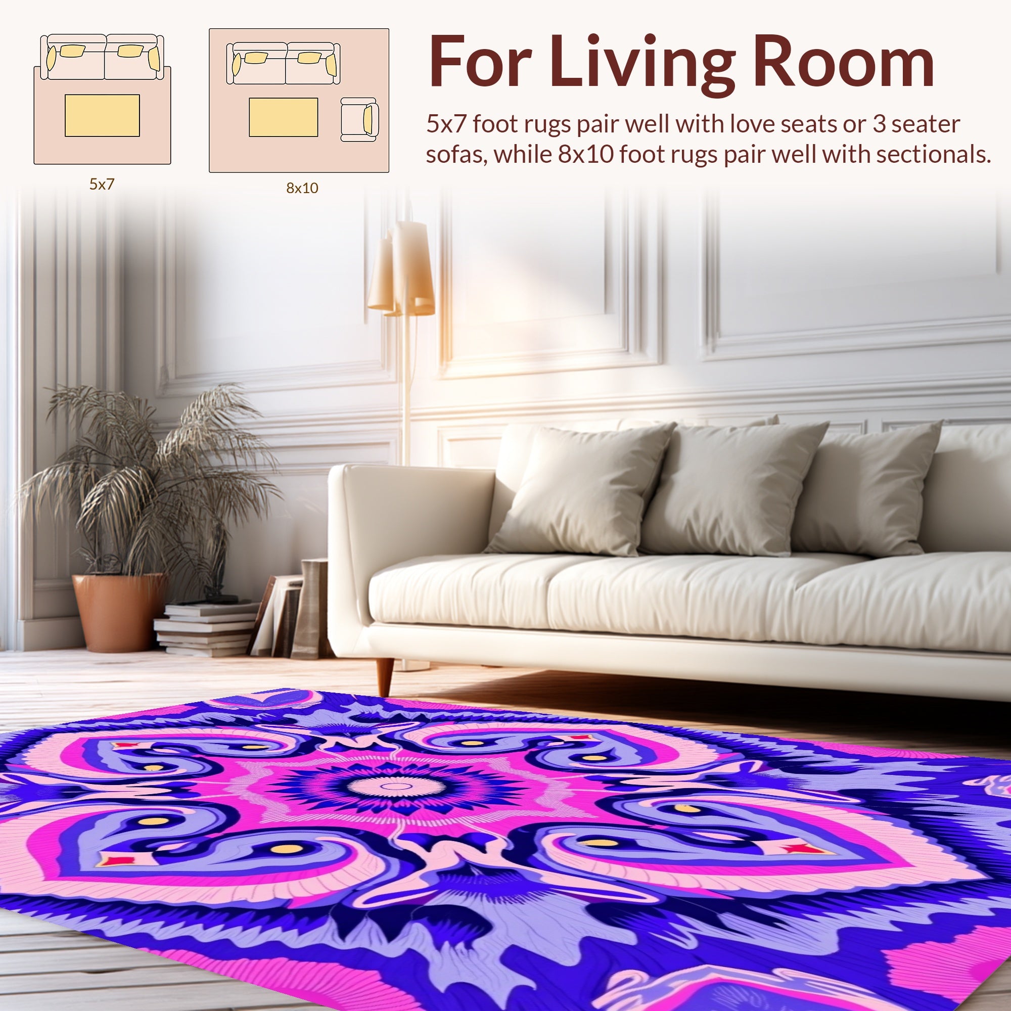 Vibrant Psychedelic Mandala Style Rug