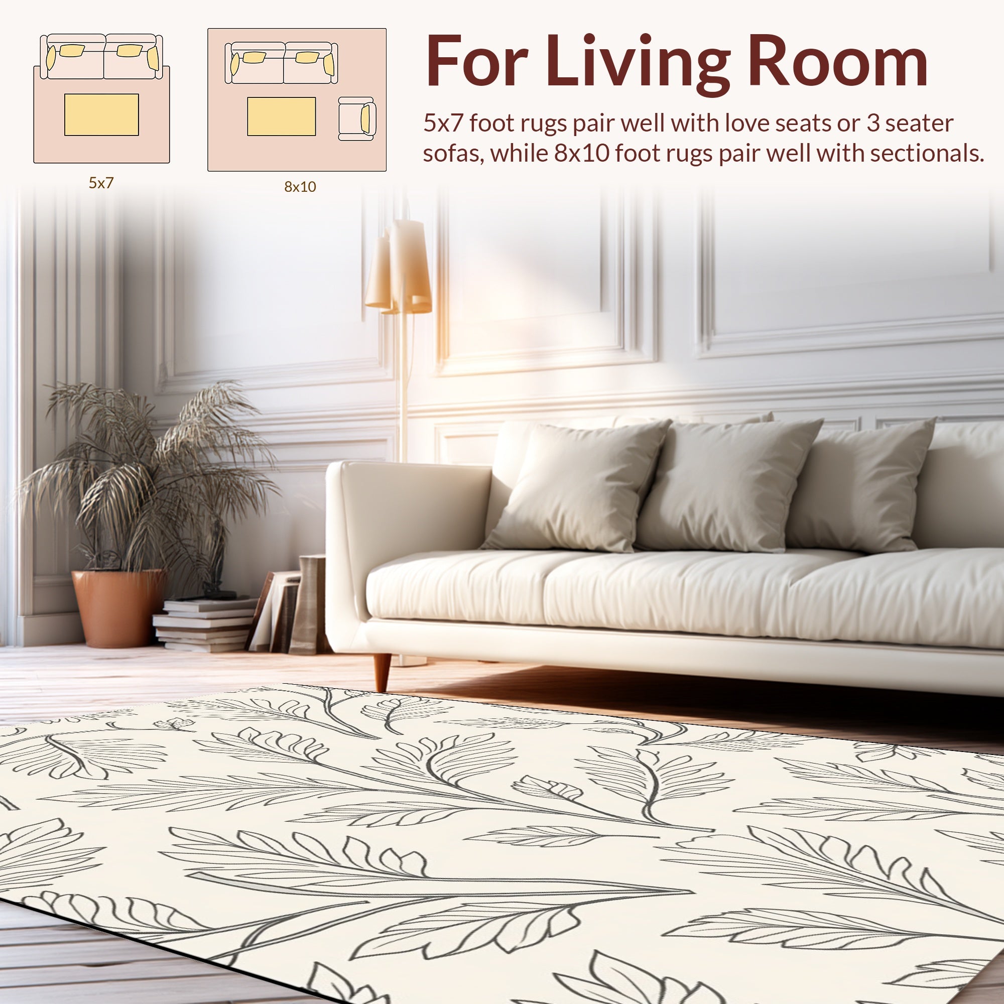Leafy Branch Outline Design Rug