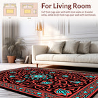Coral Teal Floral Mandala Pattern Rug