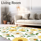 Daisy Floral Pattern In Yellow And White Rug