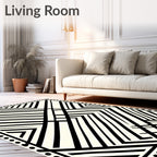 Bold Black White Diagonal Geometric Rug