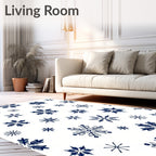 Navy Blue Snowflake Scatter Rug