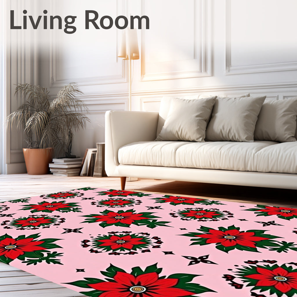 Red Floral Symmetry Pattern Rug