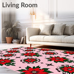Red Floral Symmetry Pattern Rug