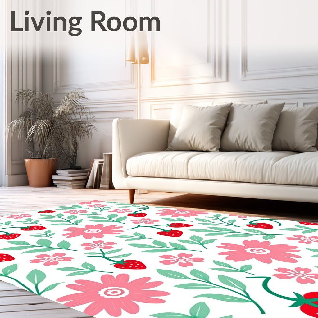 Sweet Strawberry Floral Garden Rug