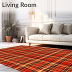 Bold Red Yellow Plaid Design Rug