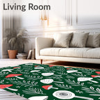 Whimsical Mushroom Forest Foliage Pattern Rug