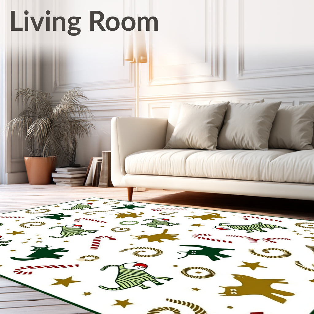 Playful Creature Candy Cane Pattern Rug