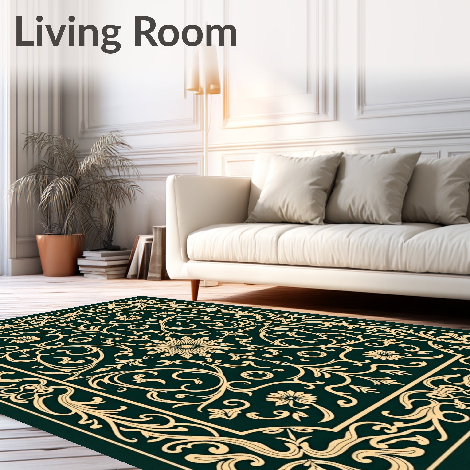Elegant Floral Scrollwork Design Rug