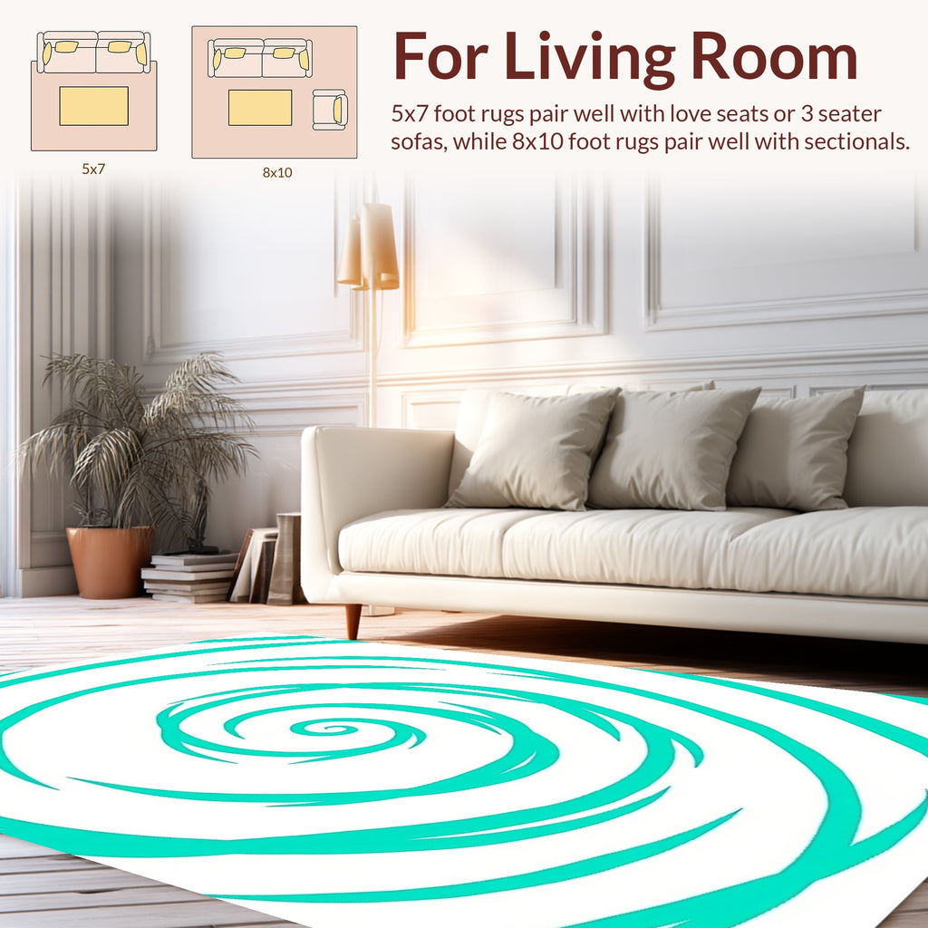 Turquoise Swirl Abstract Pattern Rug