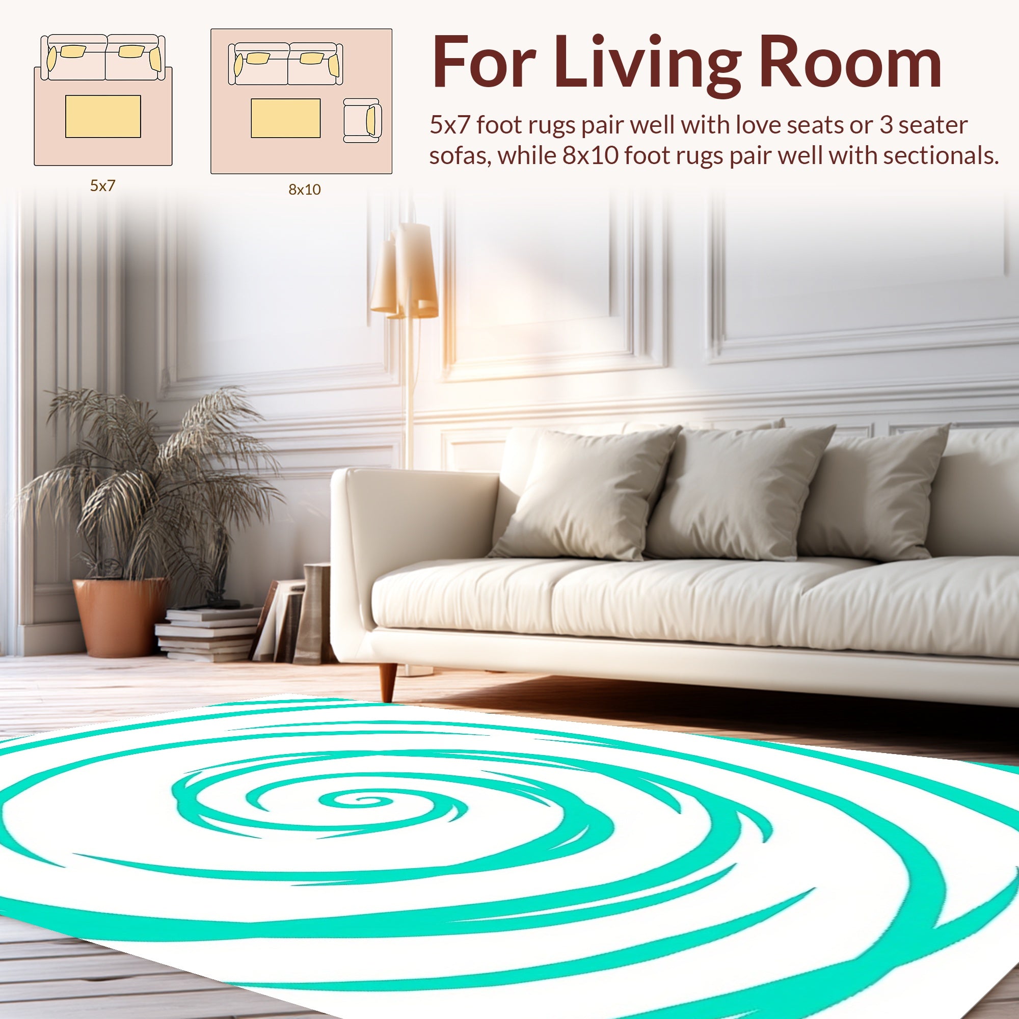Turquoise Swirl Abstract Pattern Rug