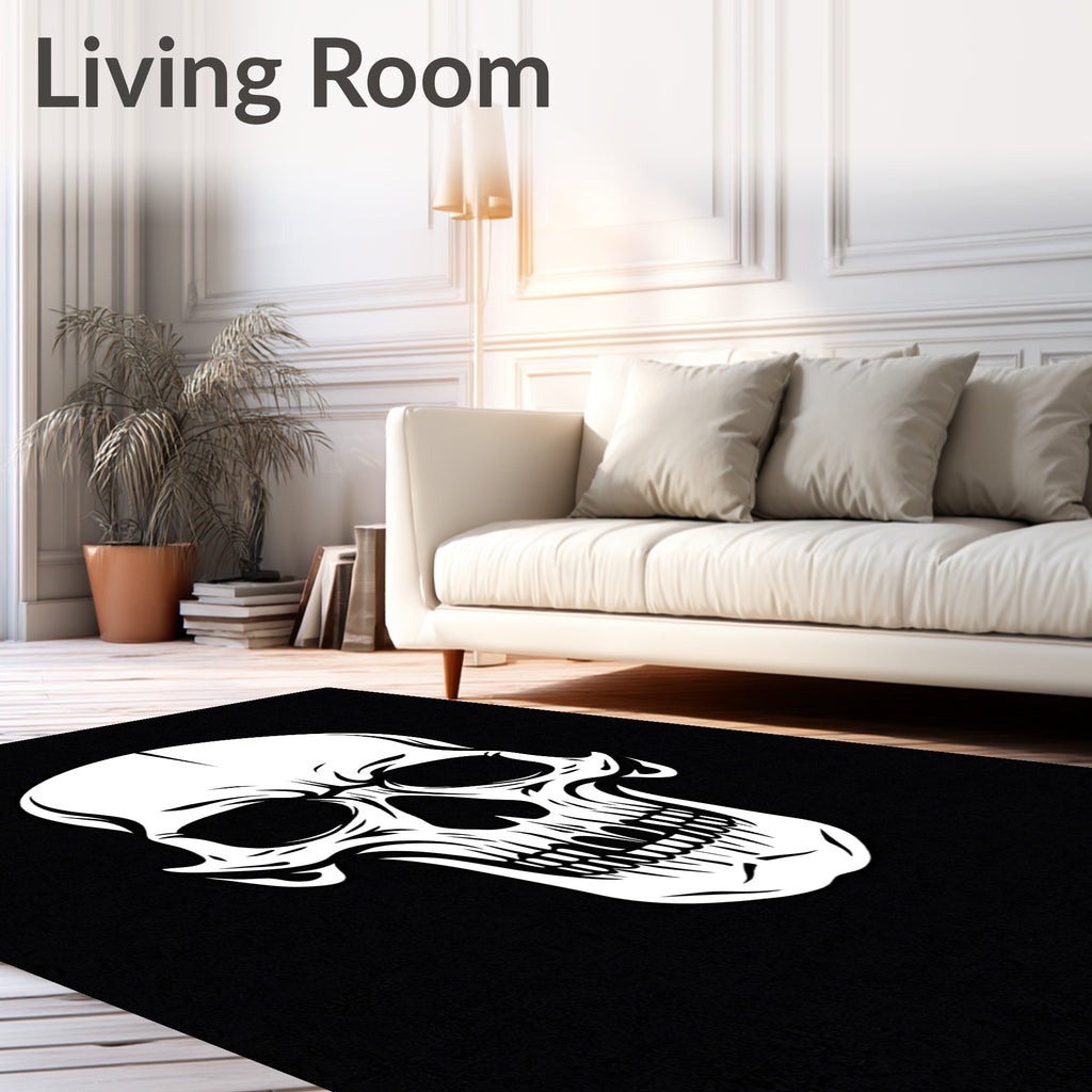 White Skull Pattern Statement Rug