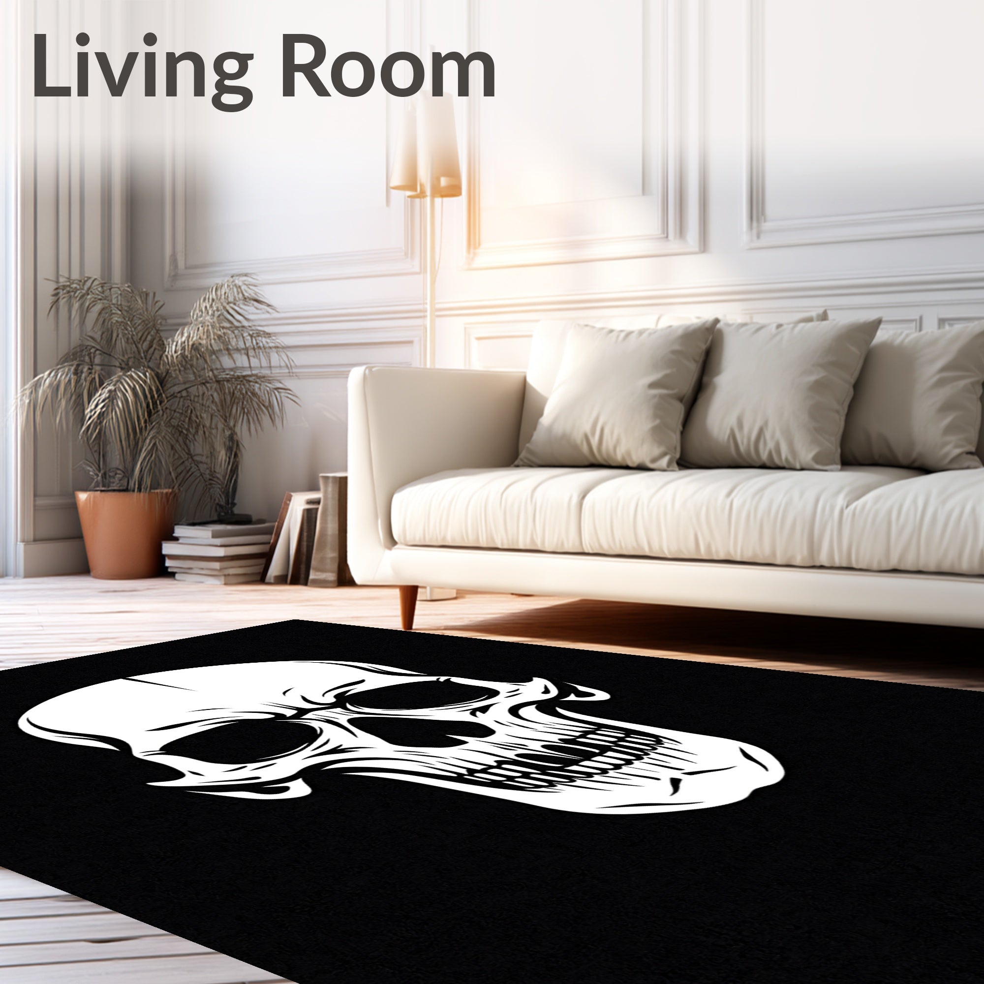 White Skull Pattern Statement Rug