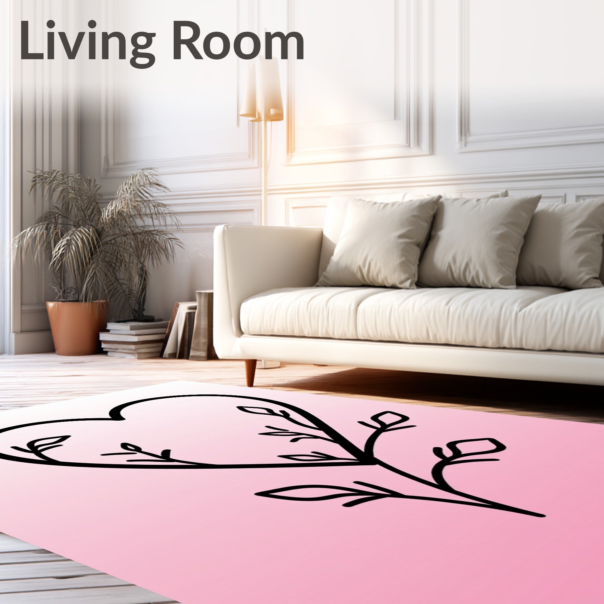 Vine Heart With Leaves Design Rug