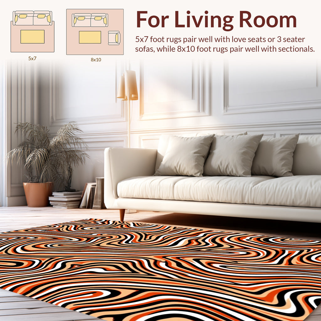 Abstract Wavy Striped Pattern Rug