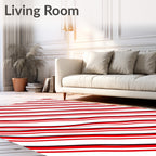 Red Black Wavy Stripe Design Rug