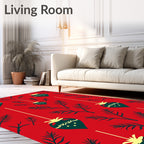 Red Evergreen And Hanging Ornament Pattern Rug