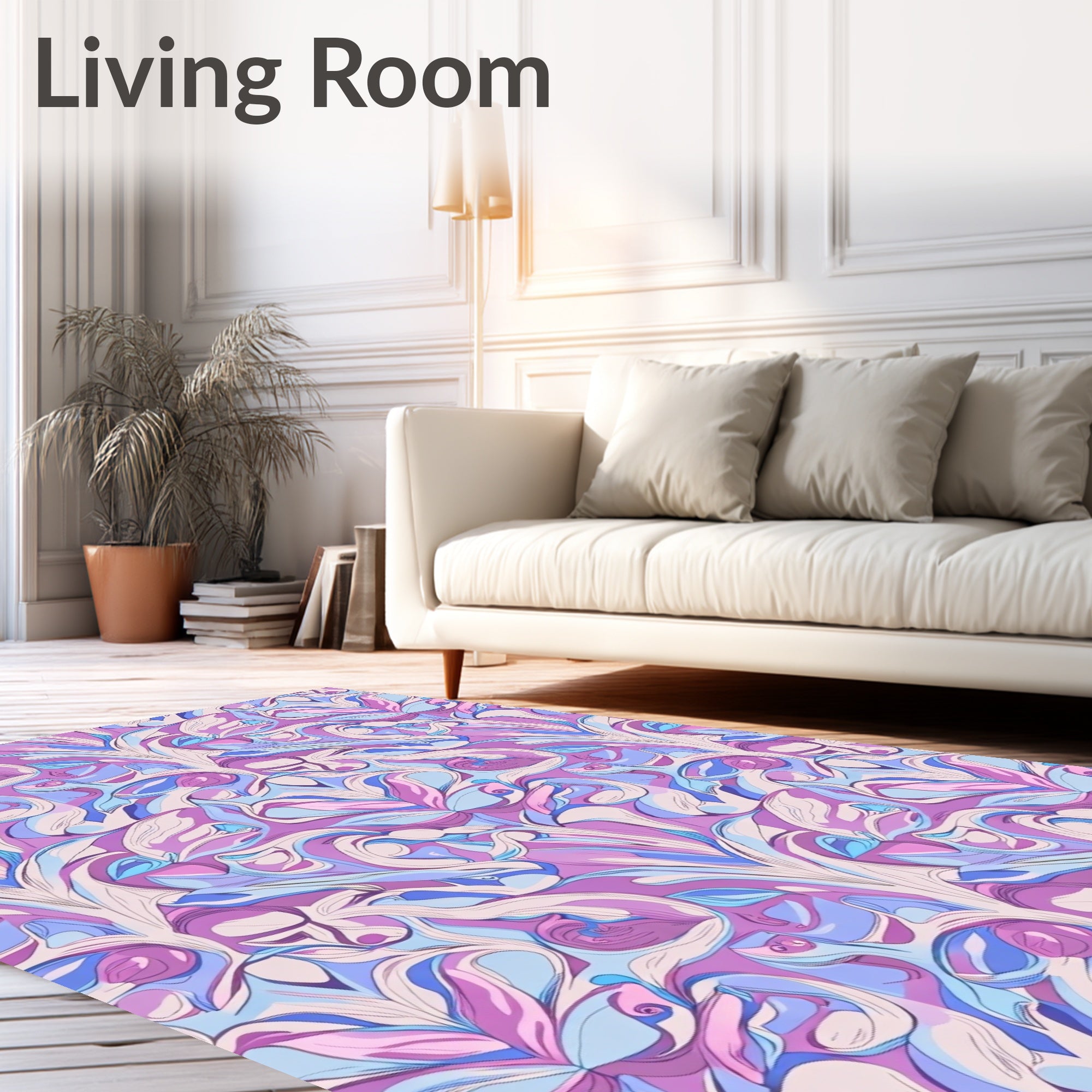 Artistic Floral Swirls Pattern Rug