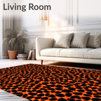 Orange Black Speckled Pebble Pattern Rug