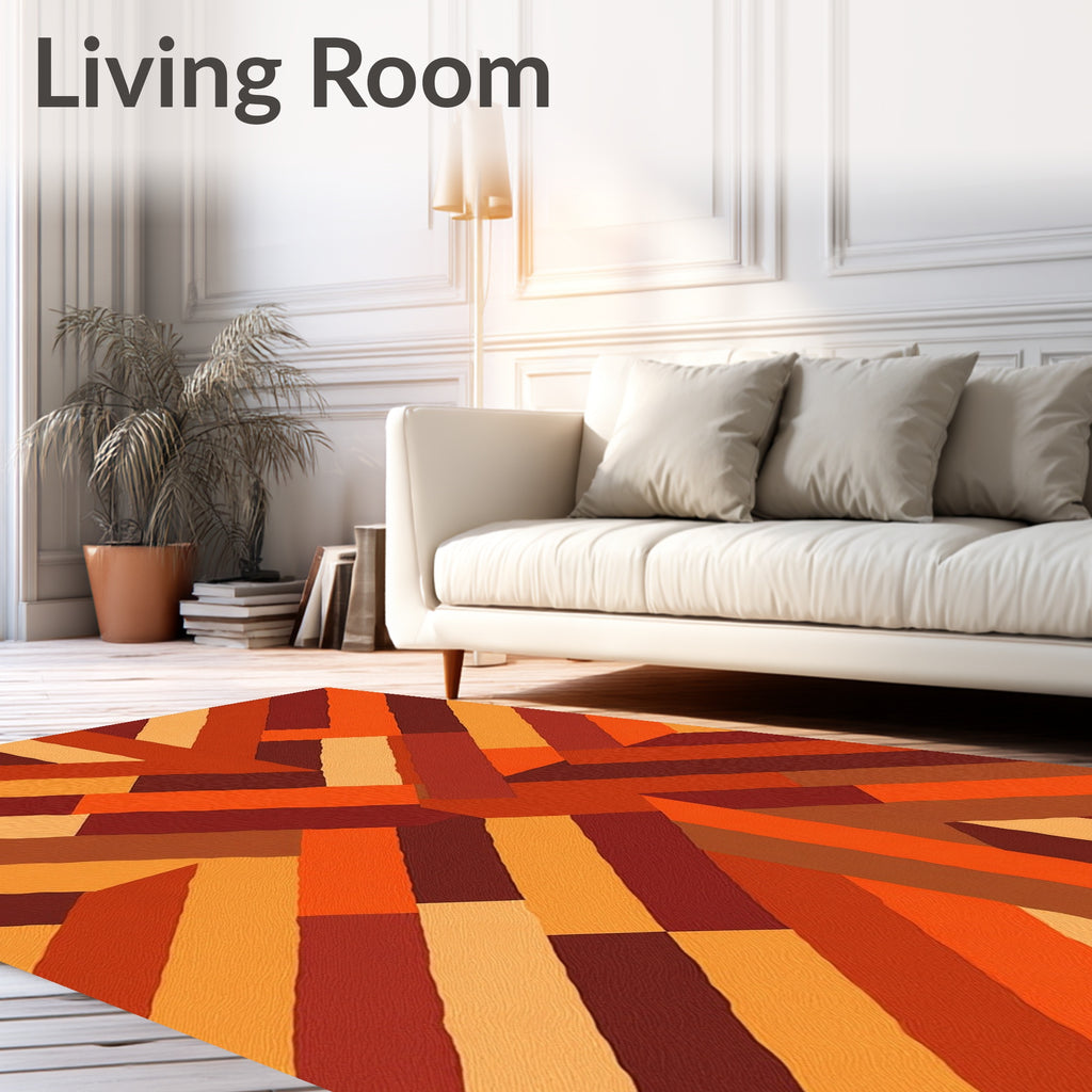 Warm Earth Tones Geometric Pattern Rug