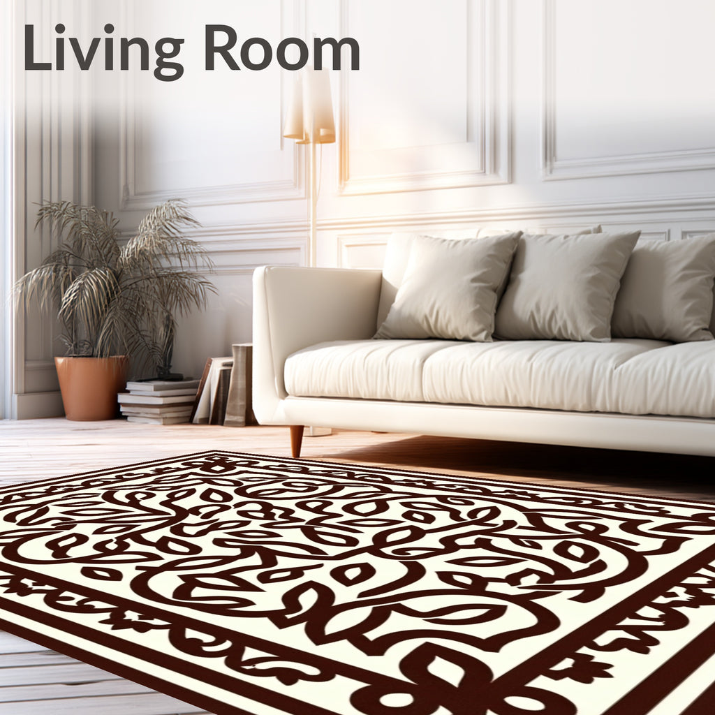 Ornate Vine Scroll Pattern Rug