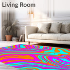Vibrant Marbled Swirl Pattern Rug