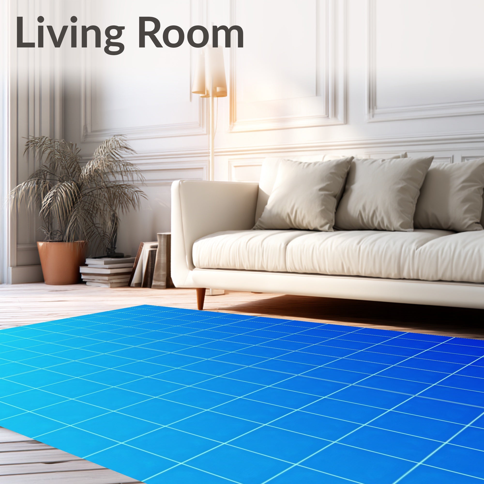Gradient Grid Blue Tile Style Rug