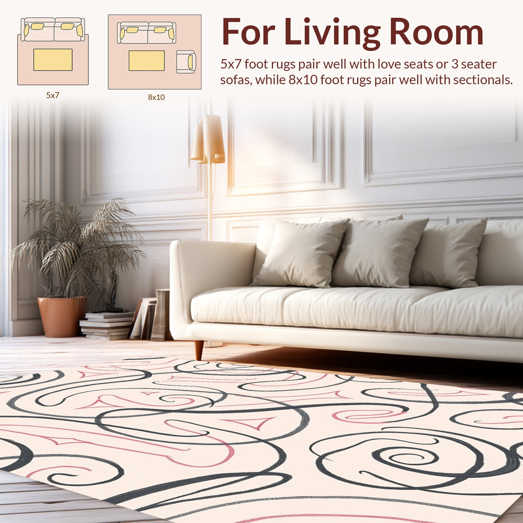 Swirling Abstract Lines and Shapes Rug