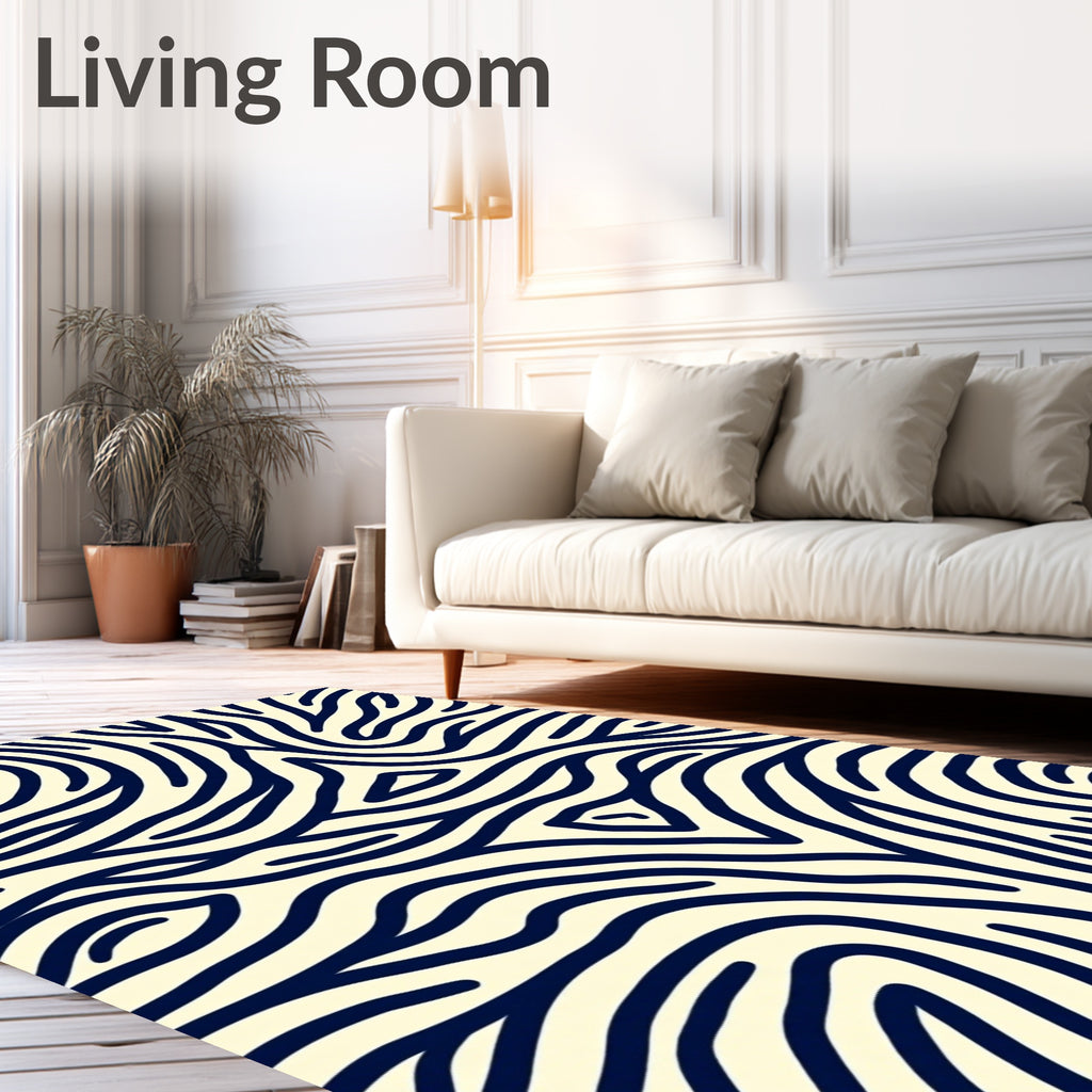Organic Wavy Navy Lines Rug