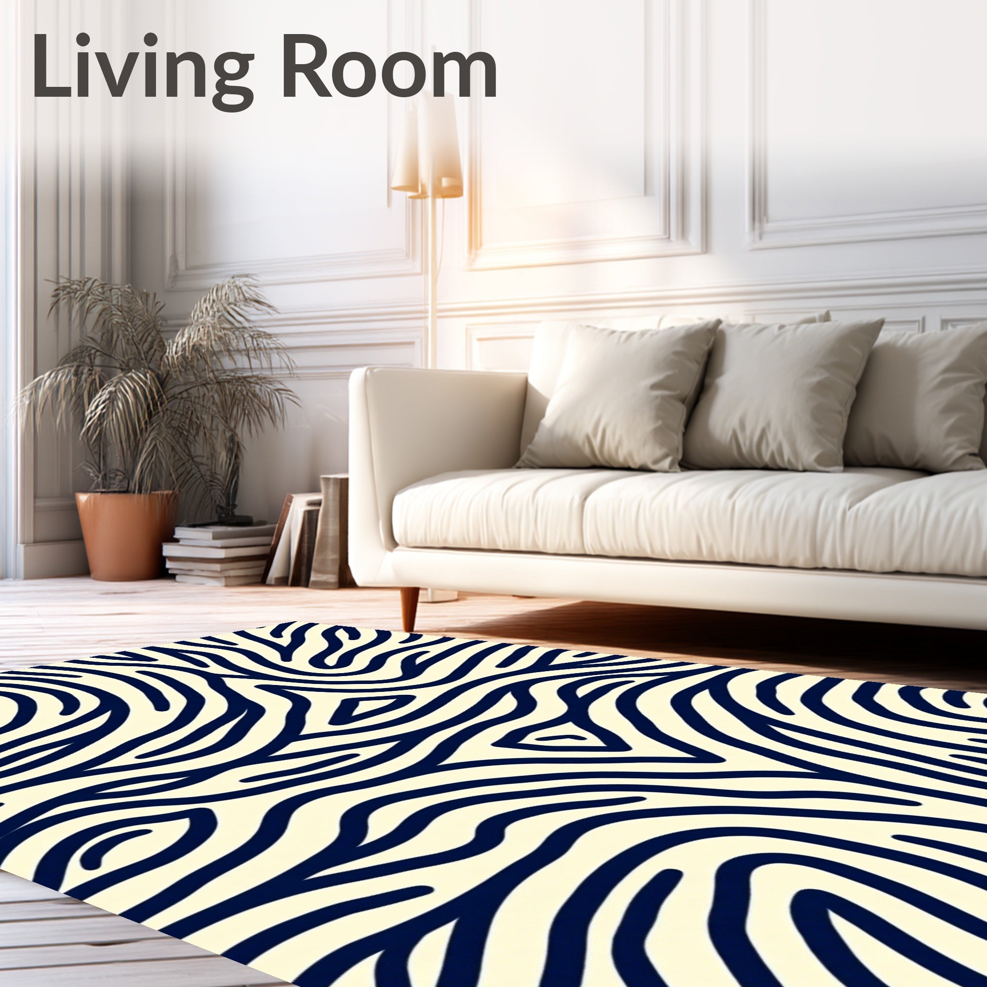 Organic Wavy Navy Lines Rug