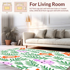 Whimsical Woodland Creatures Botanical Pattern Rug