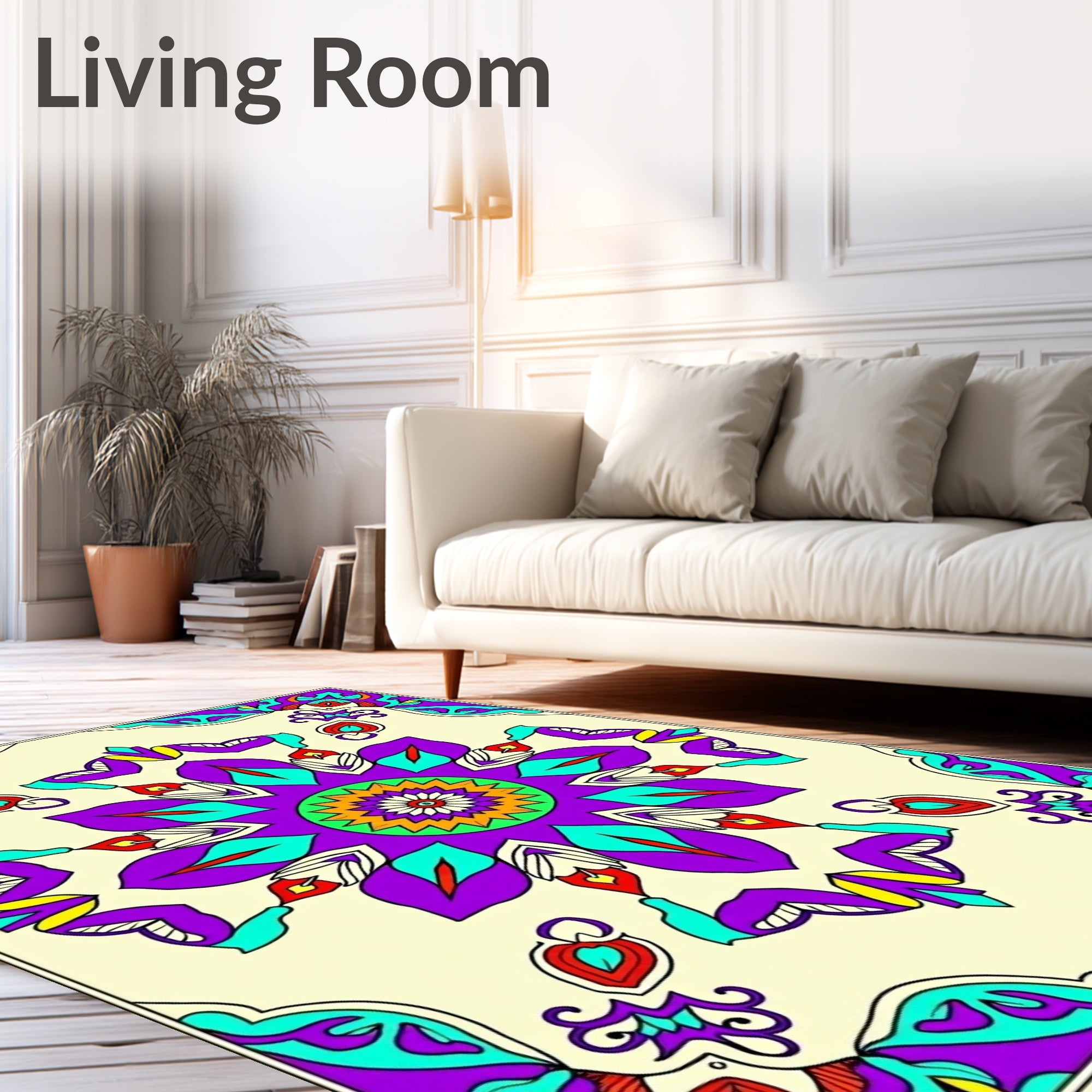 Vibrant Floral Mandala Design Rug