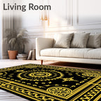 Ornate Sunburst Golden Pattern Rug