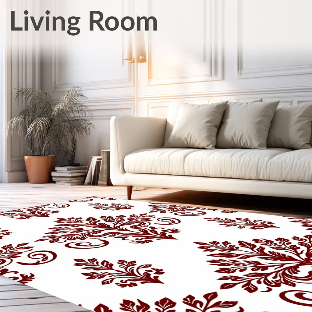 Ornate Floral Leaf Scroll Pattern Rug