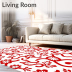 Red Vine Floral Abstract Pattern Rug