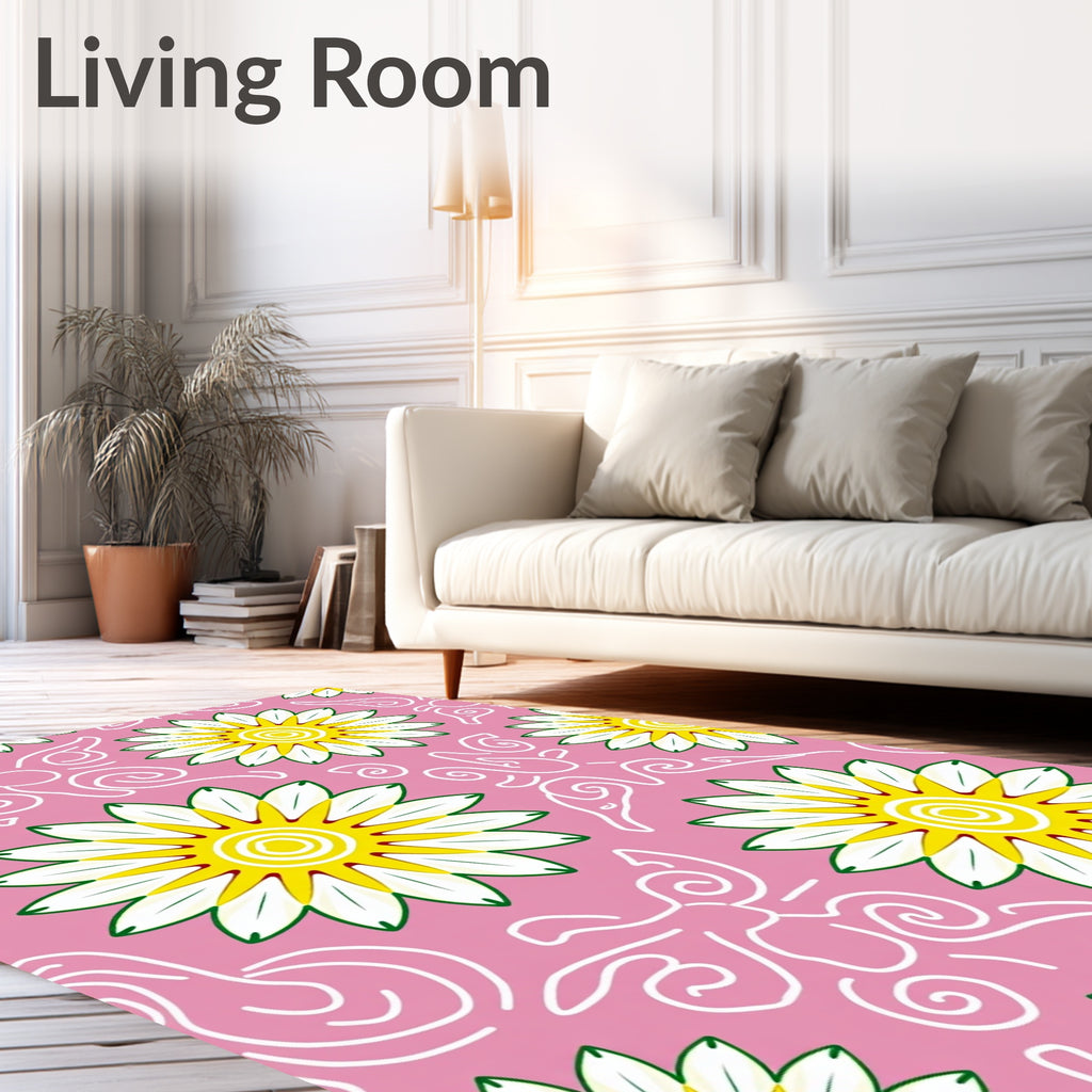 Floral Whimsical Pink Pattern Rug