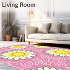 Floral Whimsical Pink Pattern Rug