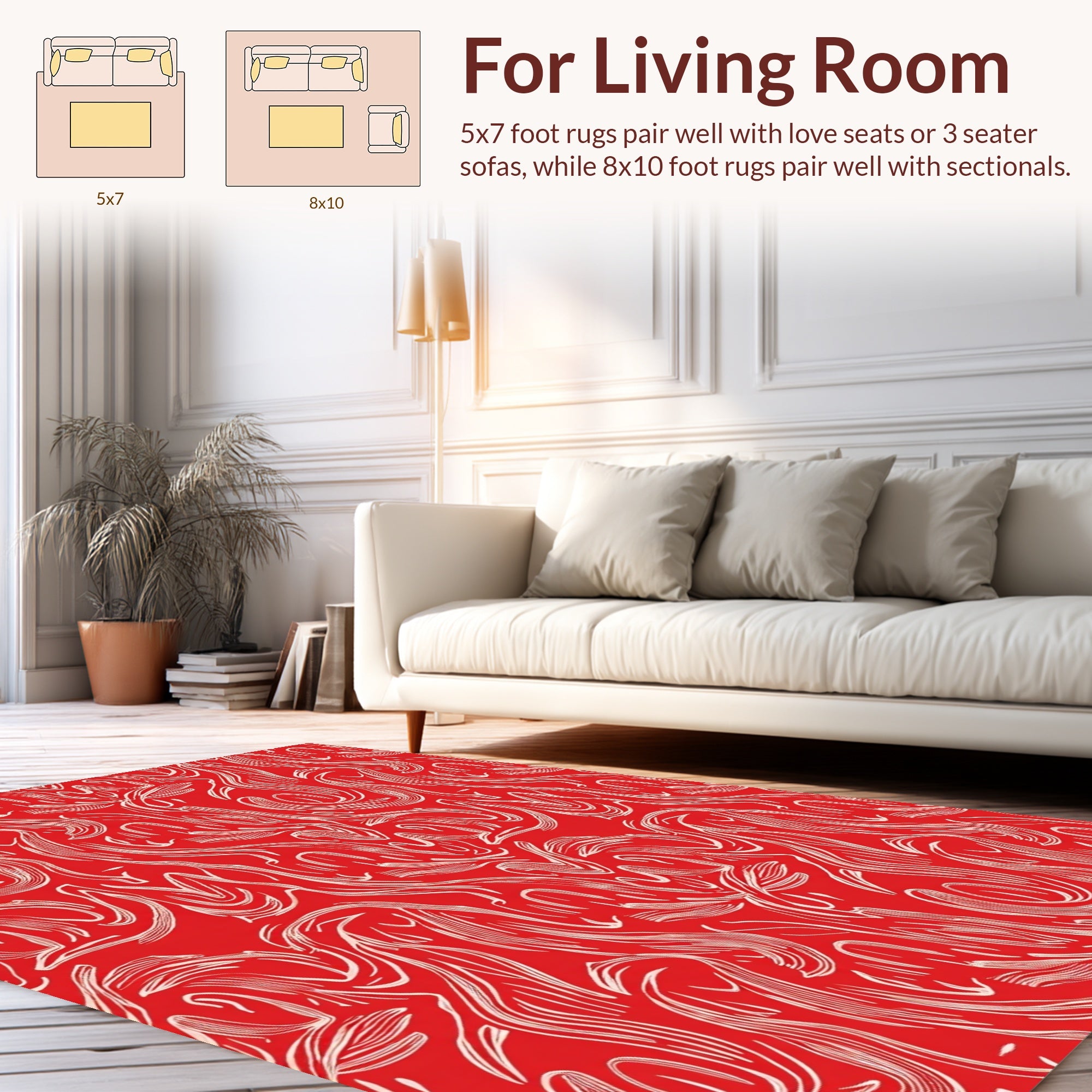 Crimson Swirl Pattern Rug