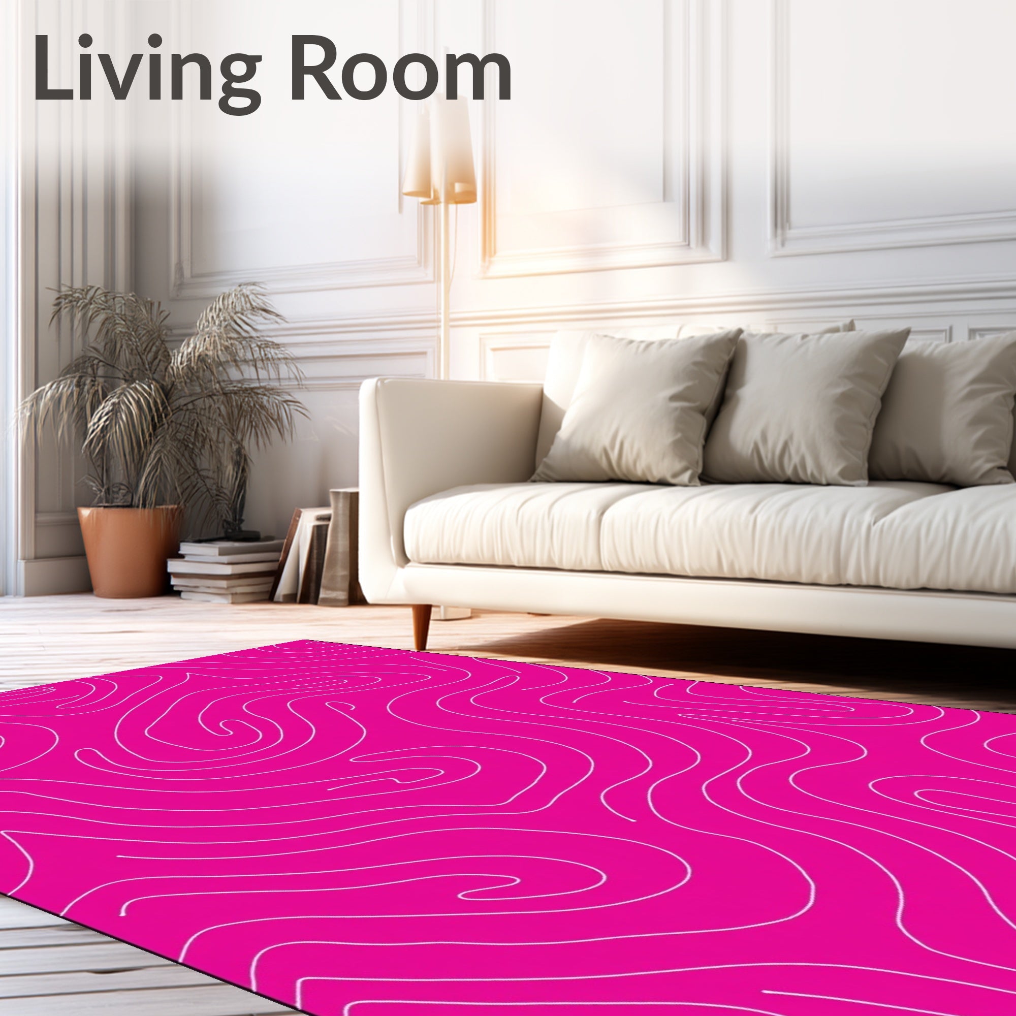 Abstract Swirls Continuous Line Pattern Rug