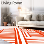 Orange White Intersecting Lines Pattern Rug