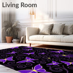 Whimsical Purple Butterfly Swirl Pattern Rug