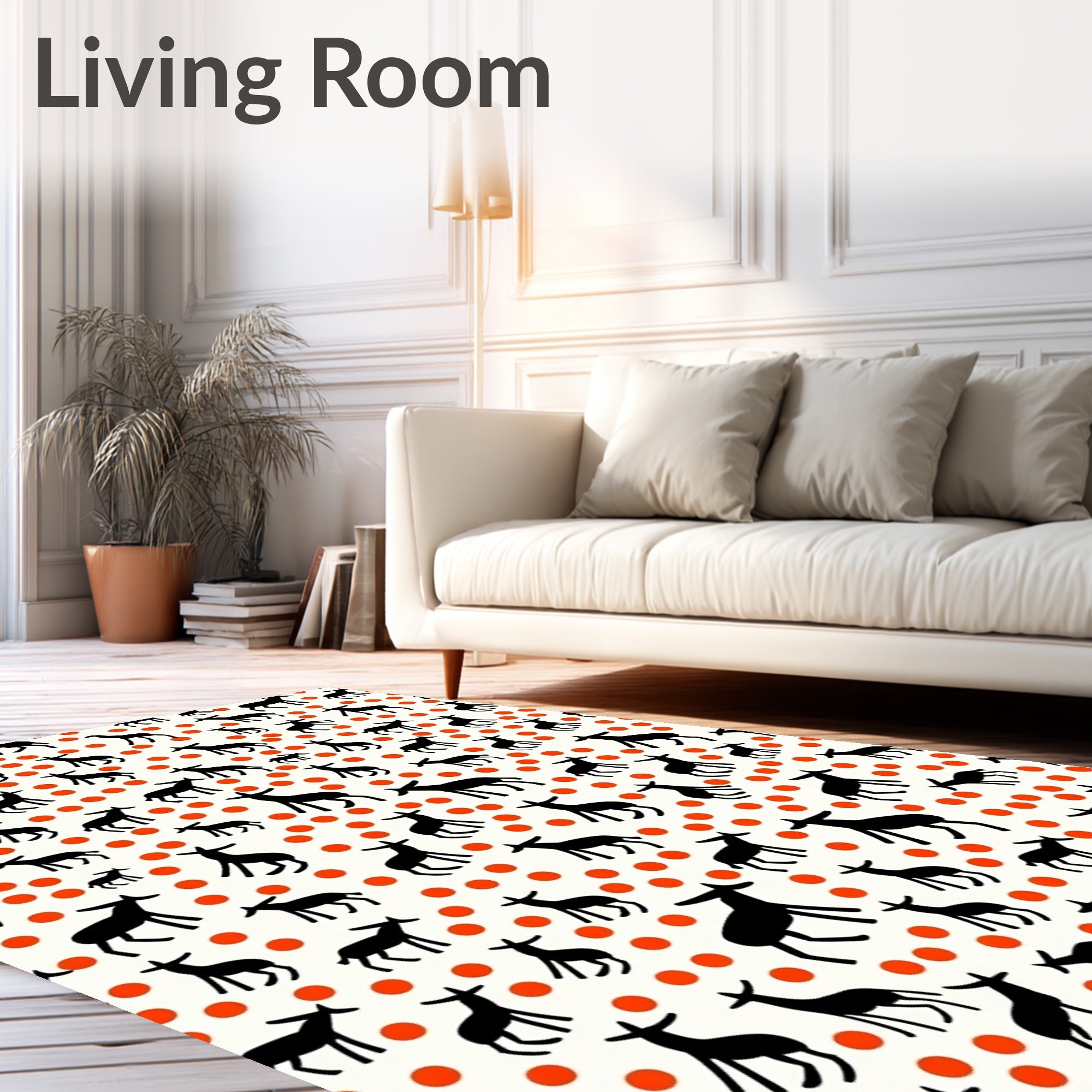 Black Jumping Deer 2 Tone Pattern Rug