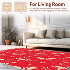 Red Floral Vine Cream Pattern Rug