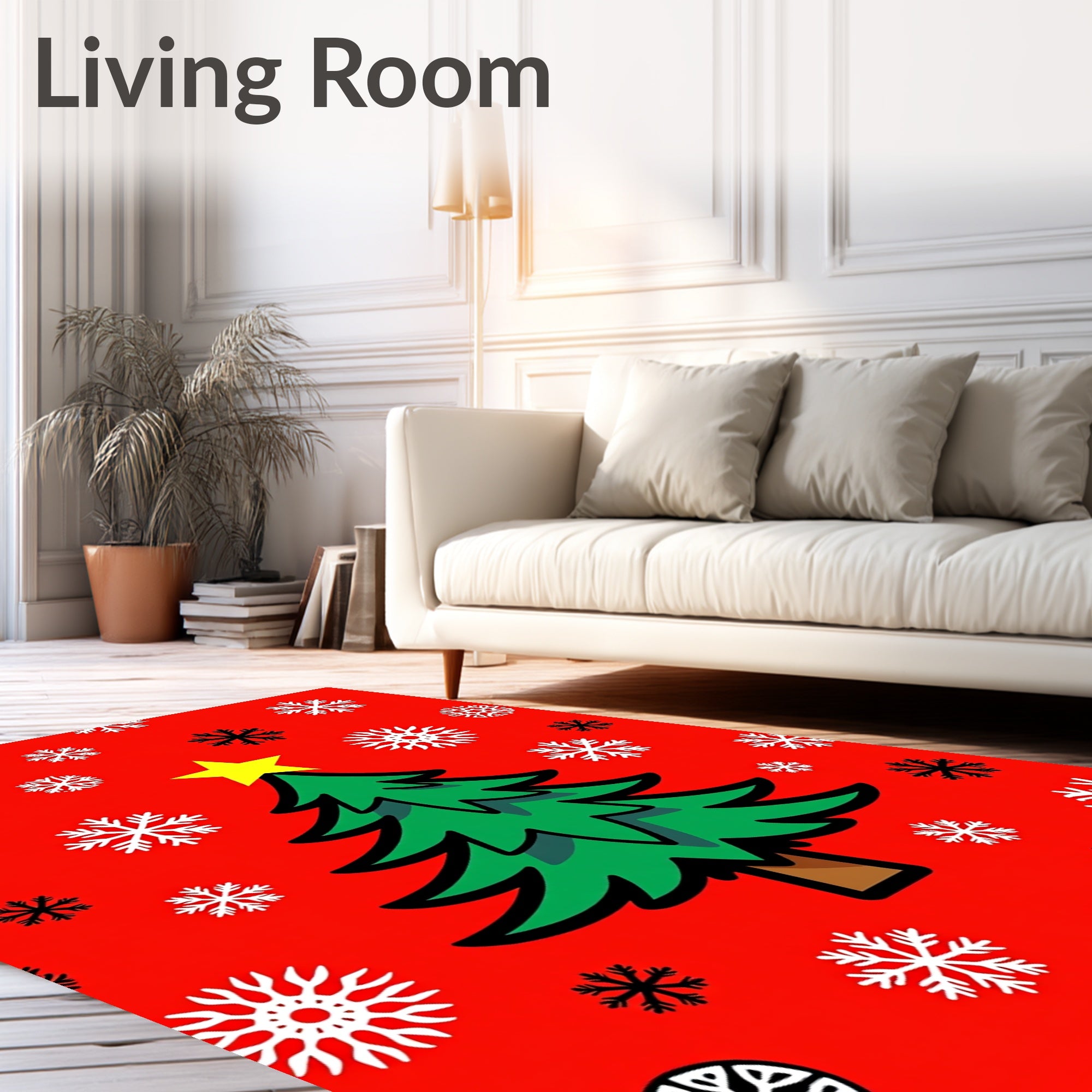Festive Tree Snowflake Pattern Rug