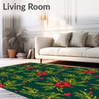 Verdant Green Berry Holly Spray Rug