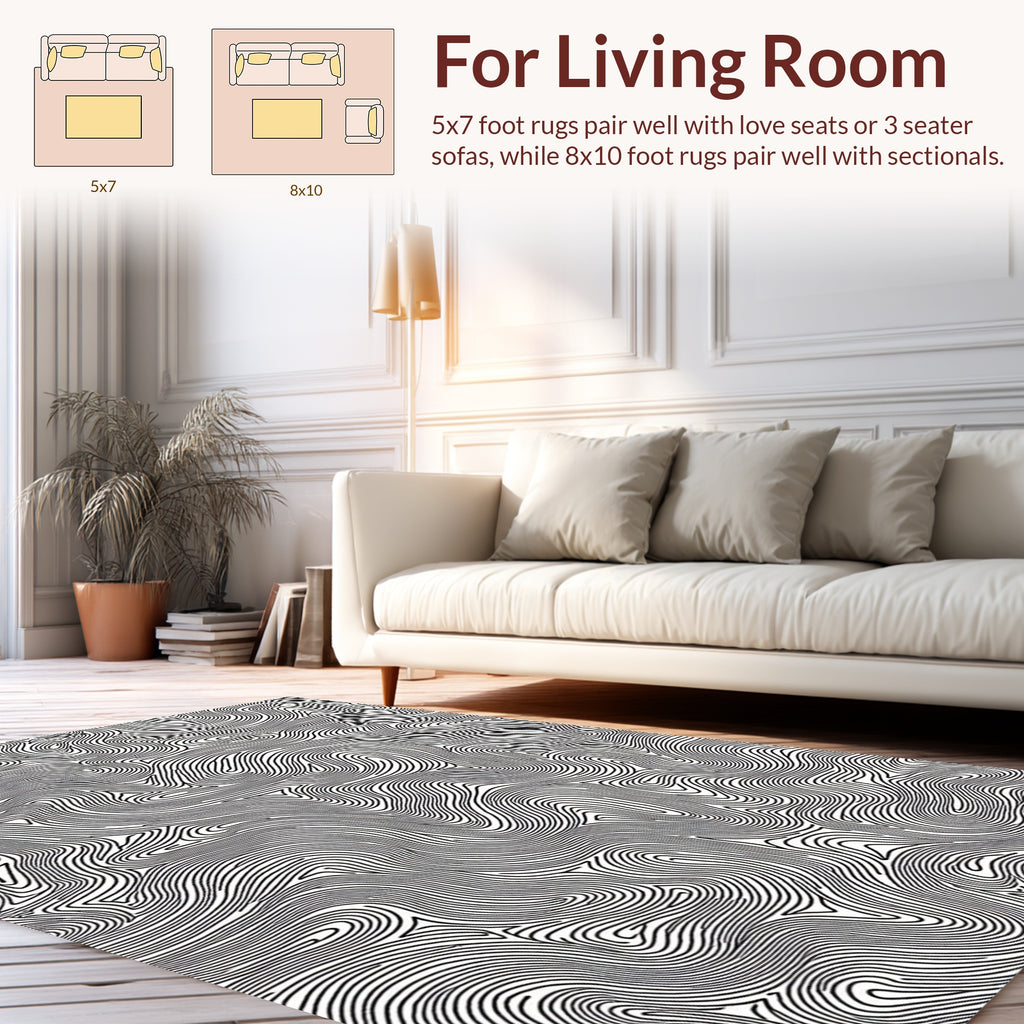 Monochromatic Flowing Contour Pattern Rug