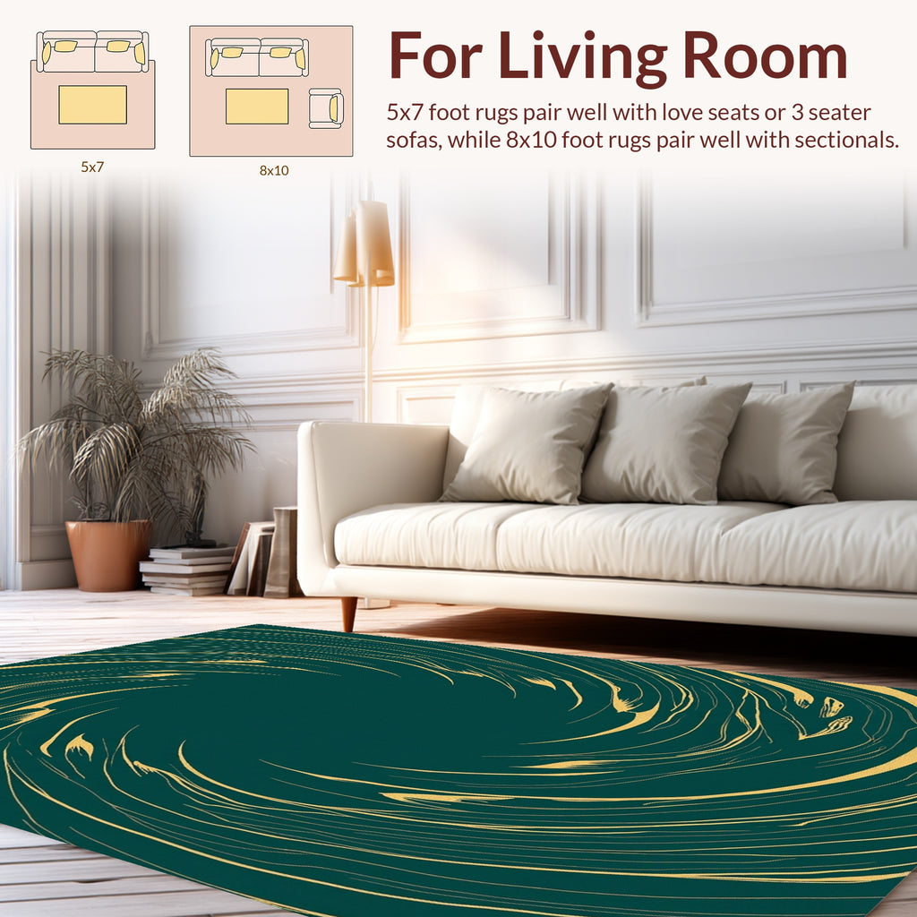 Deep Teal Swirling Abstract Art Rug